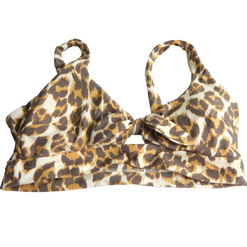 Aerie Scoop Neck Leopard Print Bikini Top